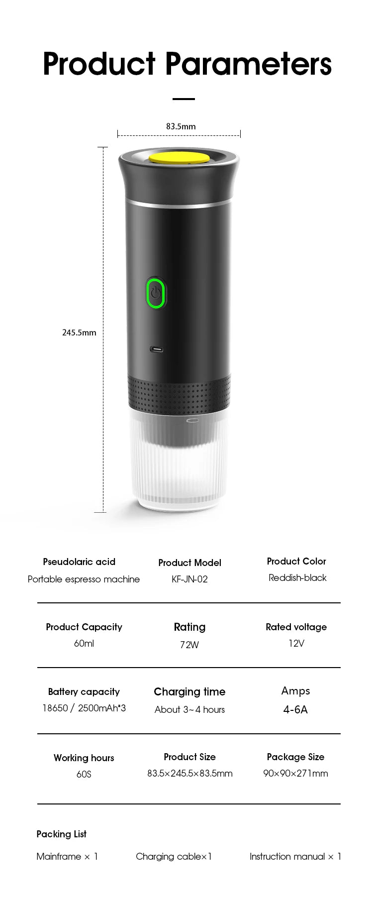 3 In 1 Wireless Portable Espresor